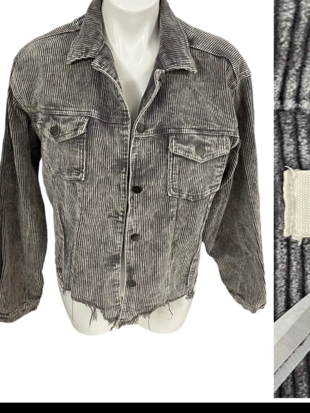 POL Distressed Gray Corduroy Jacket